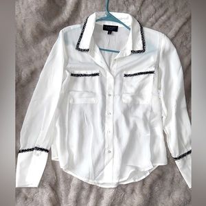 Women’s White Button Up Blouse Medium